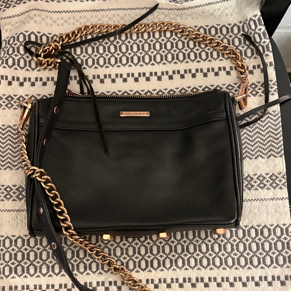 Rebecca Minkoff Black Crossbody Bag with Gold Chain